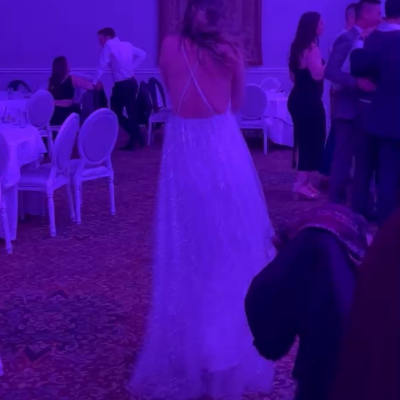 White and Silver Sparkly Princess Gown - Picture 6 of 6